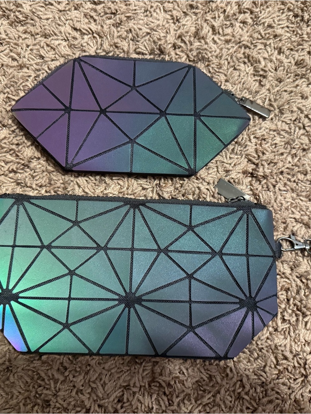 Iridescent Geometric Women's Makeup bags